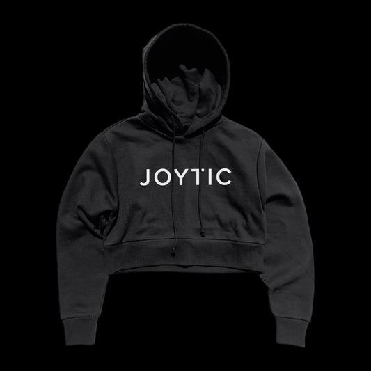 JOYTIC WOMENSWEAR TEXT CROPPED HOODIE (BLACK)