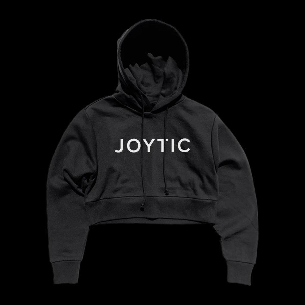 JOYTIC WOMENSWEAR TEXT CROPPED HOODIE (WHITE)